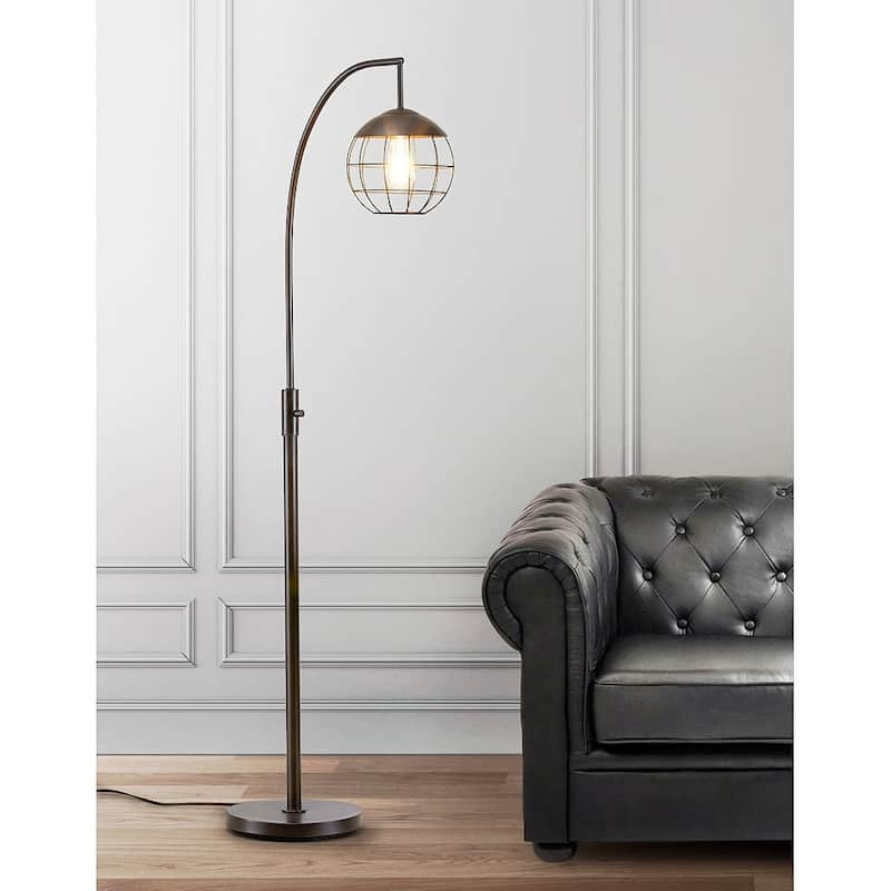 Metro-S Metal Wire Shade LED Dimmable Floor Lamp with Vintage LED Bulb - Dark Bronze