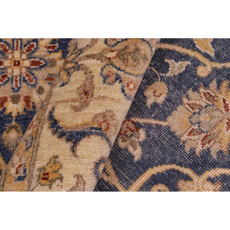 Bohemian Ziegler Alayna Blue Beige Hand-Knotted Wool Rug - 9'0'' x 11'11''