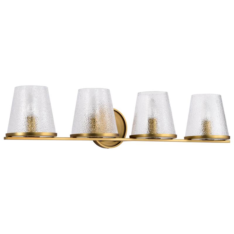 Valentine 4 Light Vanity Vintage Brass Finish Hammered Glass - Vintage Brass