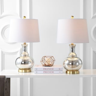 Edward 25" Glass LED Table Lamp, Mercury Silver/Brass Gold (Set of 2) by JONATHAN  Y