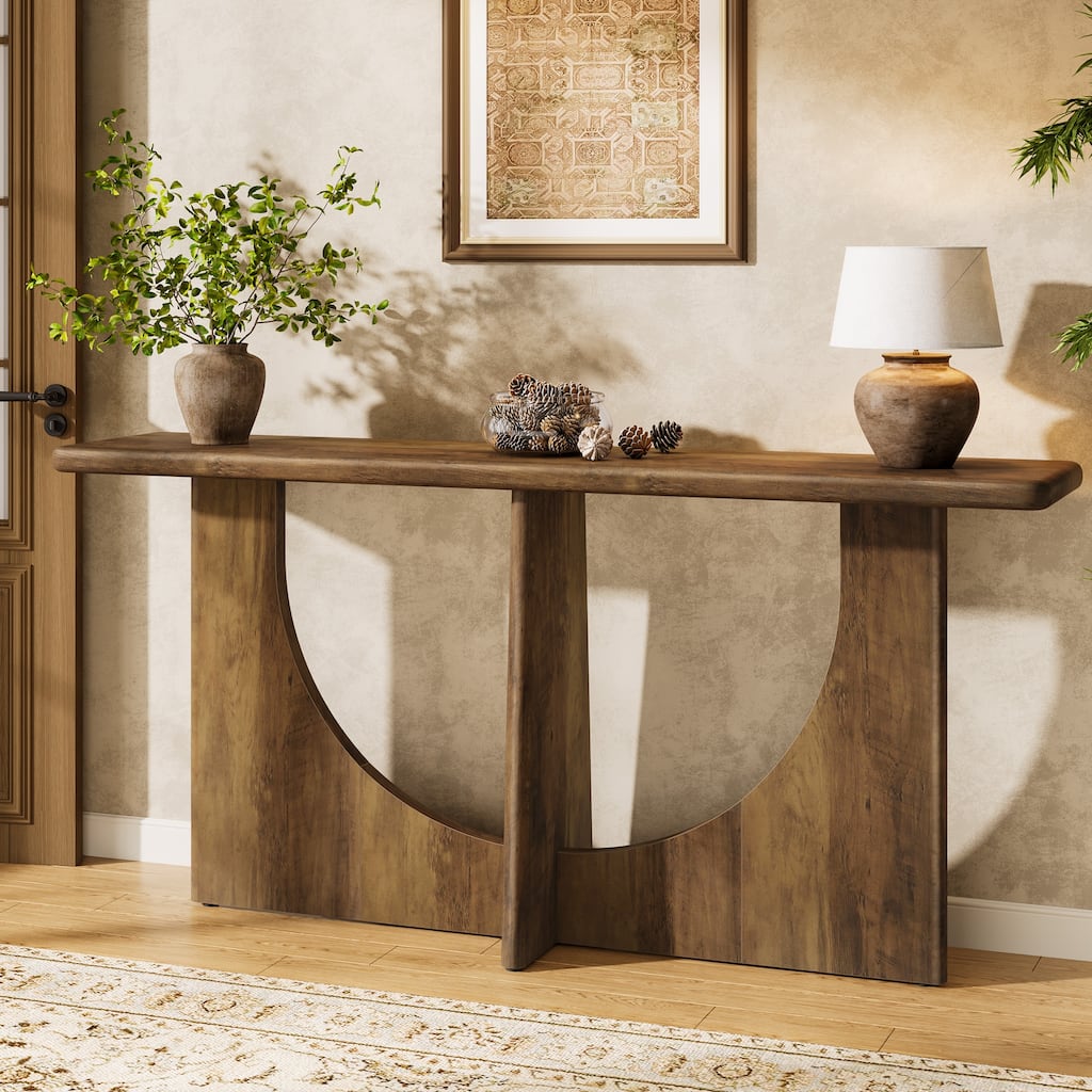 71-Inch Console Table with Sturdy Geometric Frame