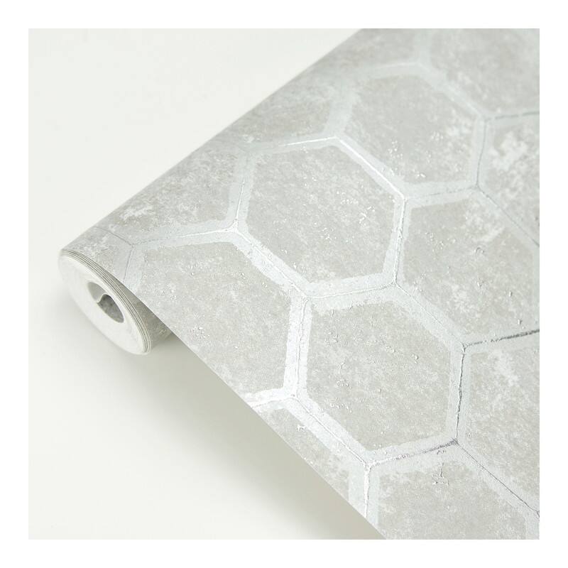 Brewster Starling Grey Honeycomb Wallpaper - 27.5 x 396 x 0.025