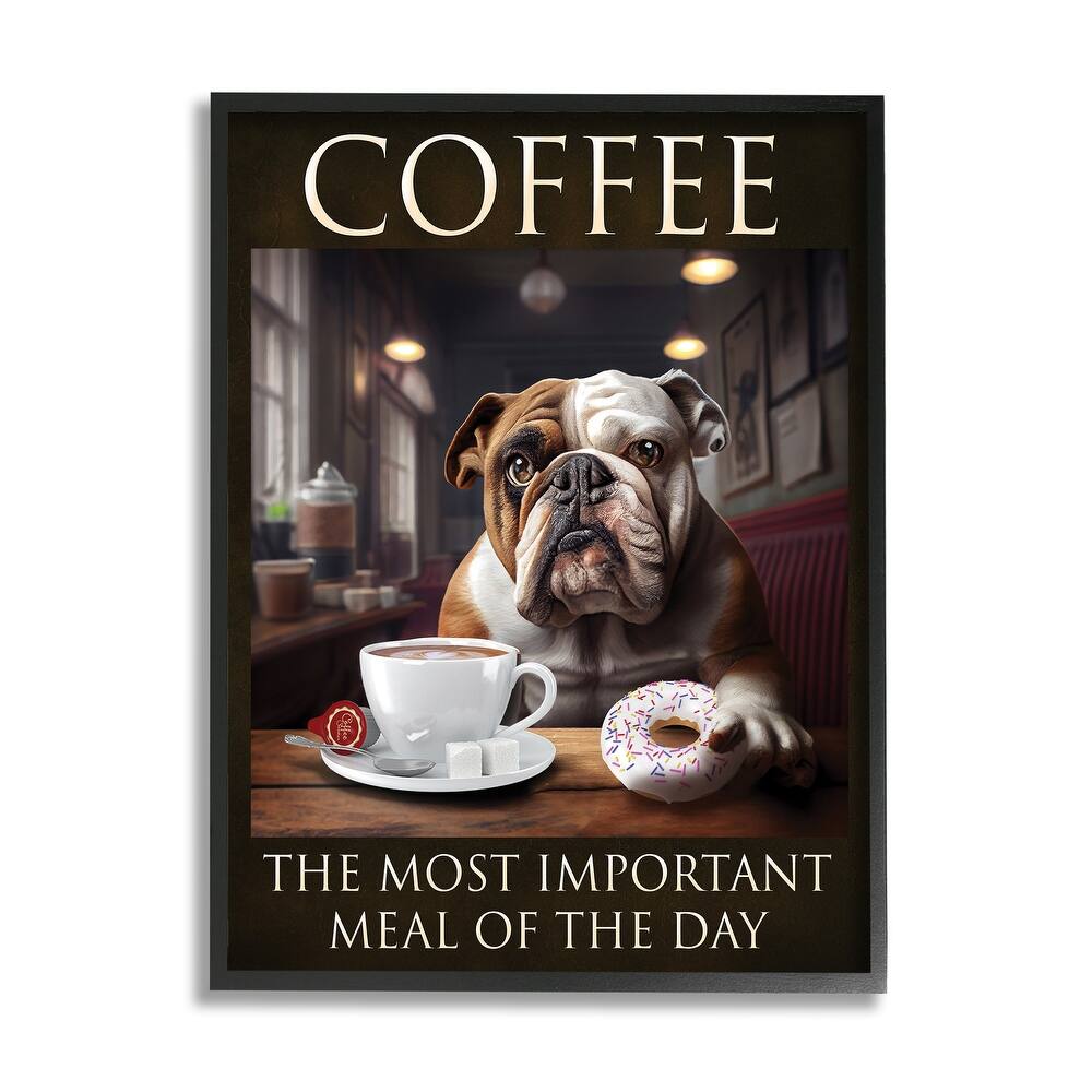 Stupell Coffee Important Meal Dog Framed Giclee Art Design by Karen Burke
