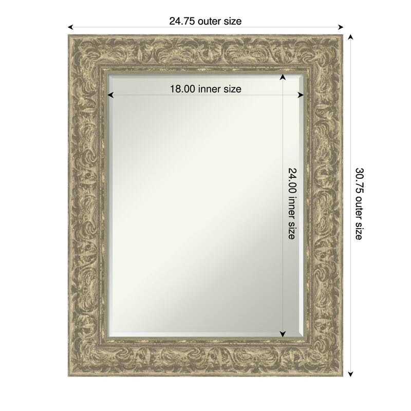 Luxe Half-Inch-Bevel Framed Wall Mirror - 25 x 31 in - Luxe Antique Silver