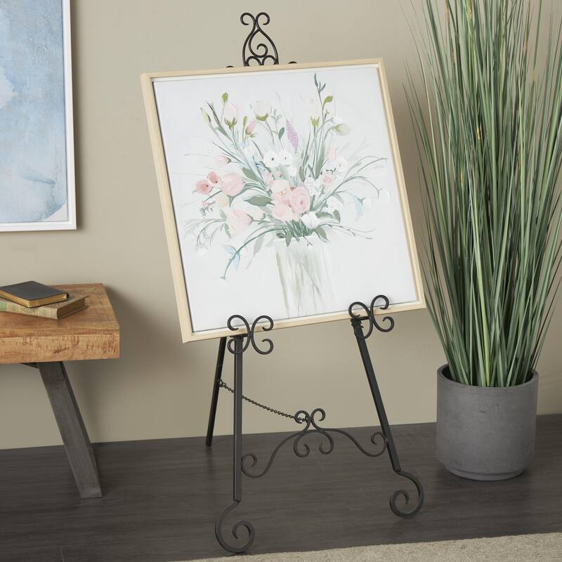 Metal Scroll Large Adjustable 3 Tier Display Easel with Chain Support - Black - Roche River Decor