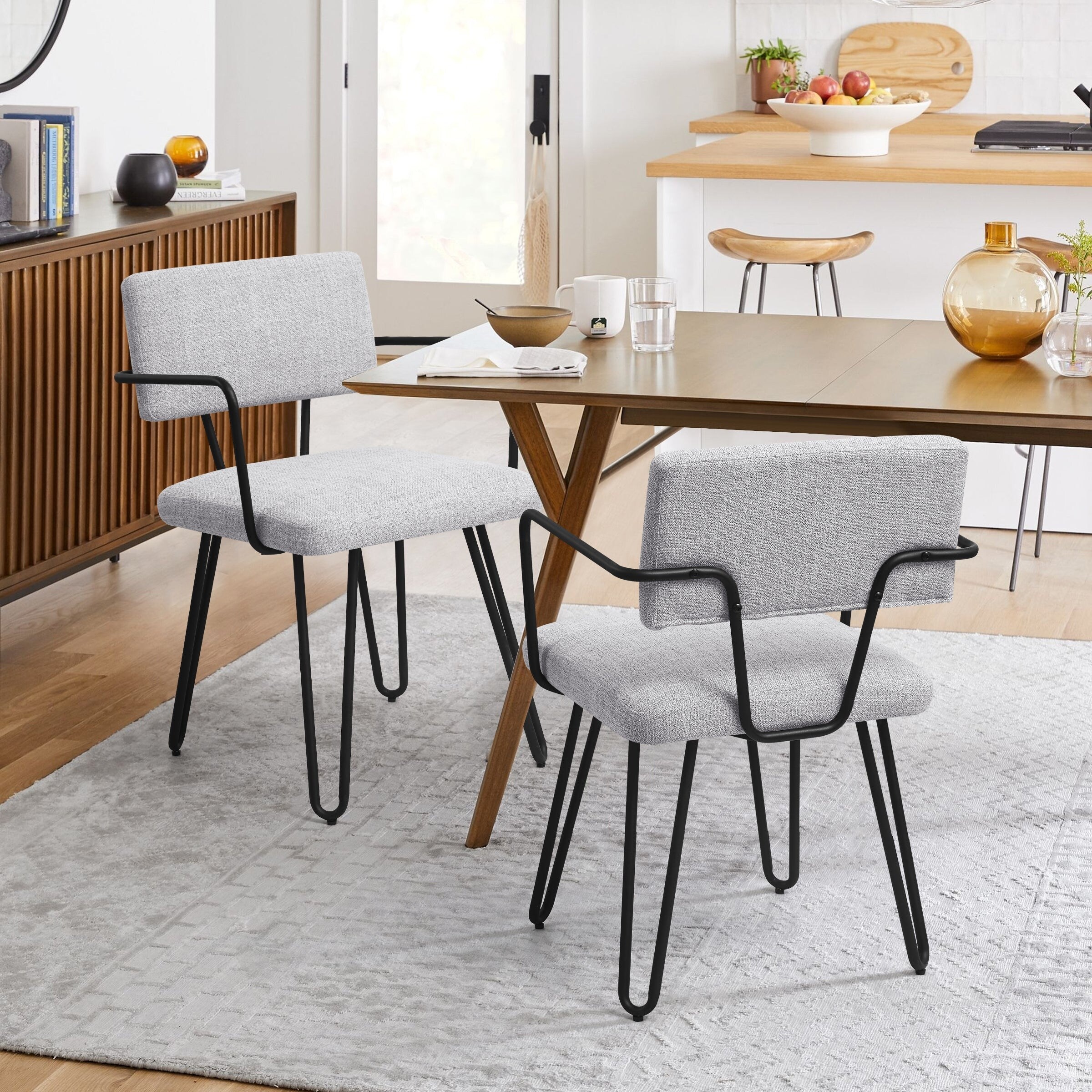 Subrtex Set of 2 Parsons Upholstered Stainless Steel Frame Dining