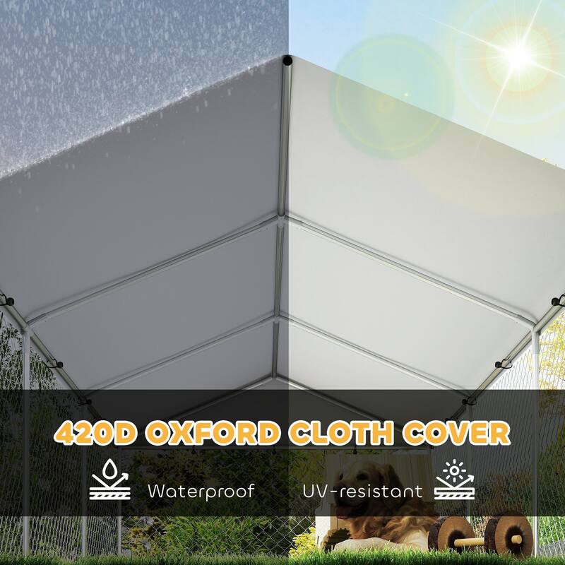 Heavy Duty Galvanized Steel Dog Kennel with Escape-Proof Lock and Waterproof Cover for Large Dogs