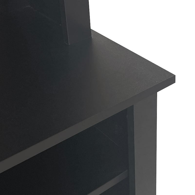 Rectangular Mudroom Hall Tree Storage Bench with Shoe Storage, Stylish Coat Rack Bench with Open Shelves for Entryway