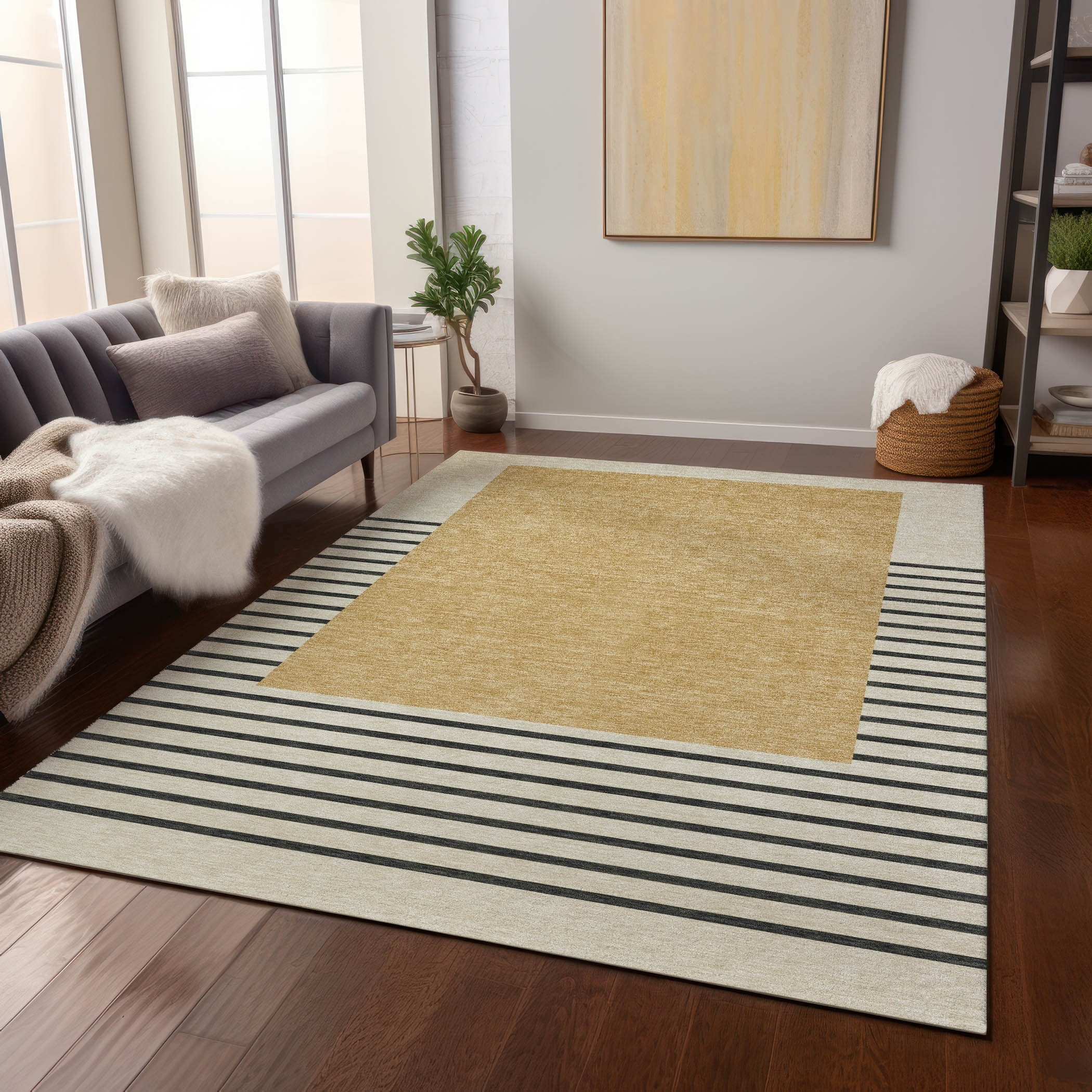 Machine Washable Indoor/ Outdoor Modern Deco Chantille Rug