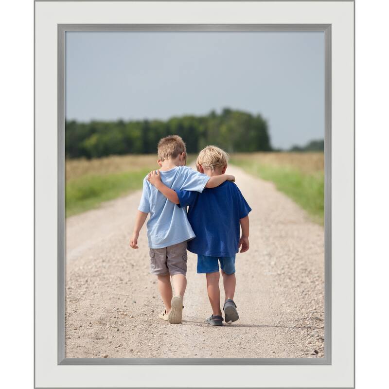 Eva Black Silver Narrow Framed Picture Frame, Photo Frame - 16x20 - Eva White Silver Narrow