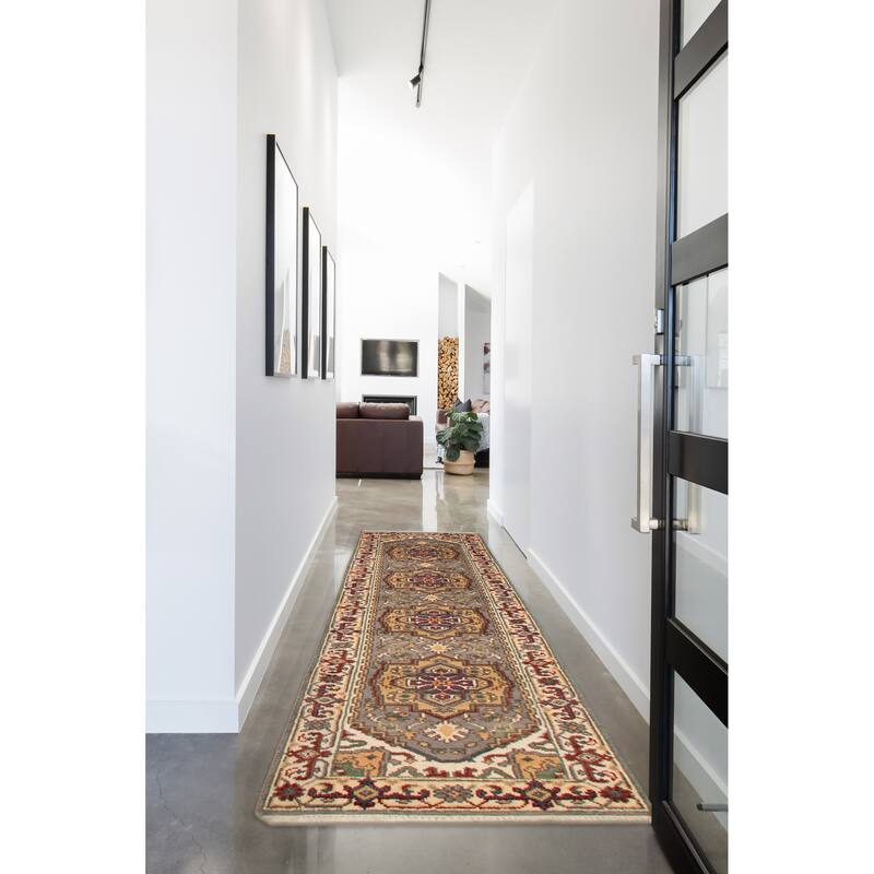 ECARPETGALLERY Hand-knotted Serapi Heritage Grey Wool Rug - 2'5 x 10'0