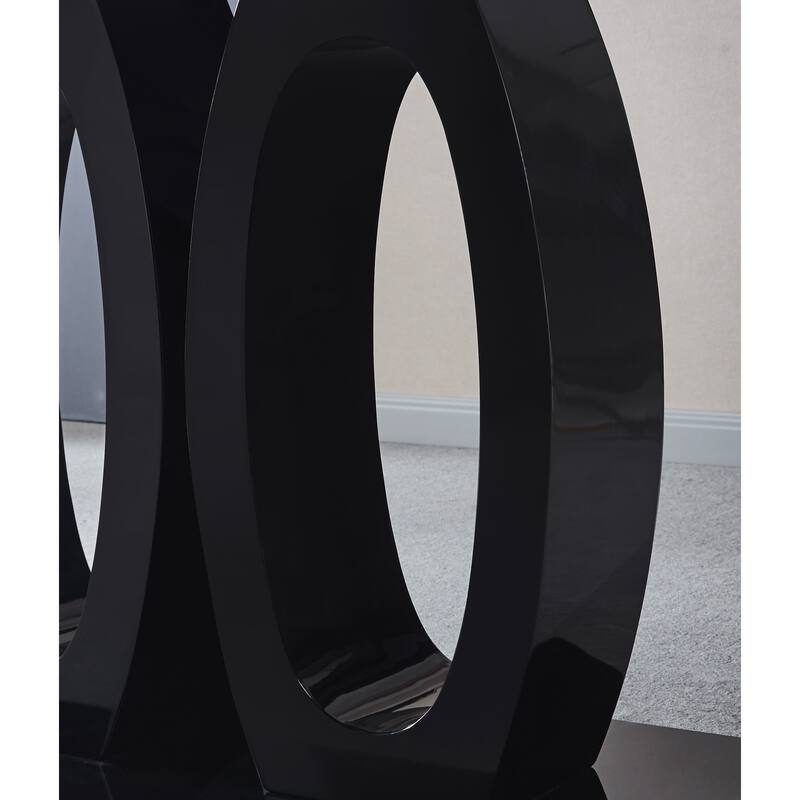 Contemporary Tempered Glass Top Double Pedestal Dining Table, size 63" x 35.4" x 29.5" (Black or White)
