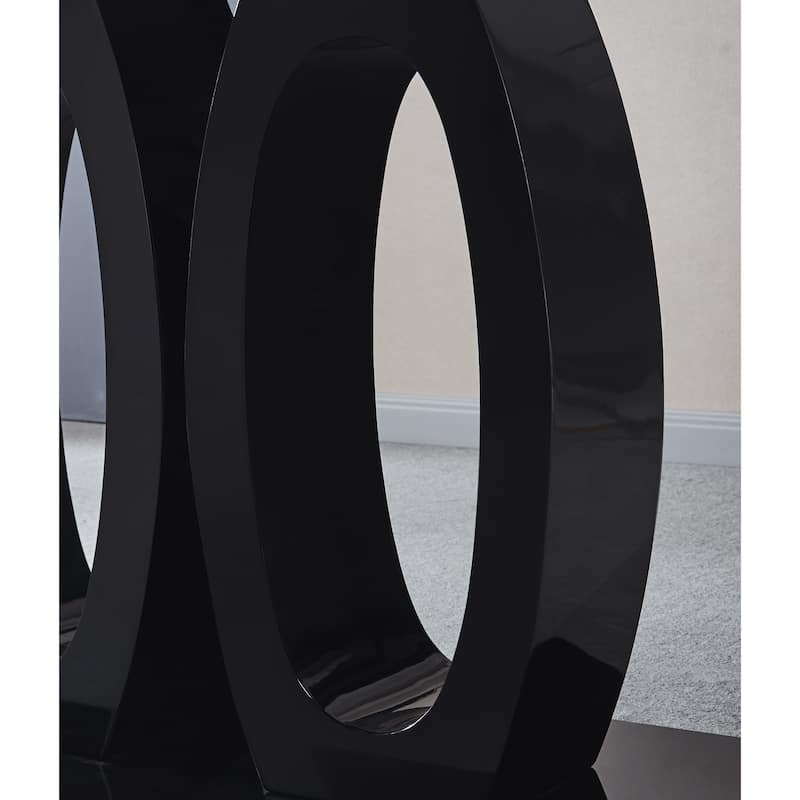 Tempered Glass Top Double Pedestal Dining Table