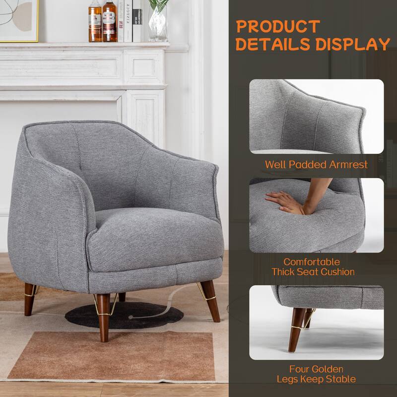 XINMICS Mid-Century Modern Accent Chair, Tufted Upholstered Armchair for Living Room, Bedroom, Set of 2