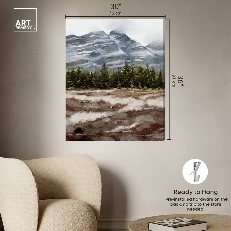 Art Remedy February Rocks Landscape Gallery Wrapped Landscape 1 Piece Canvas Wall Art Watercolor Style