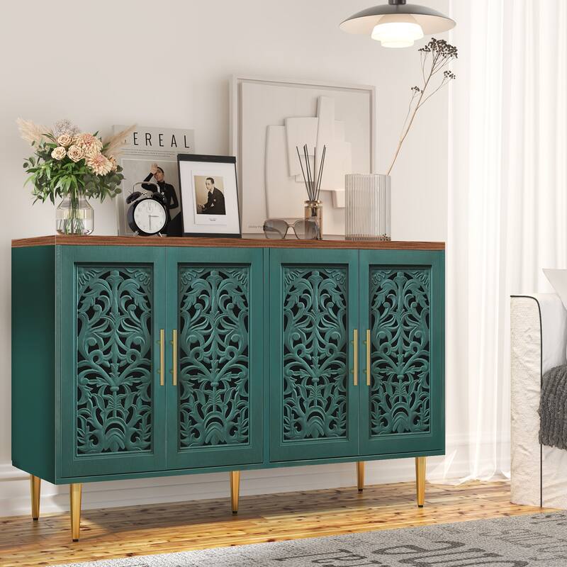 48" Hollow Carved Sideboard Buffet Cabinet