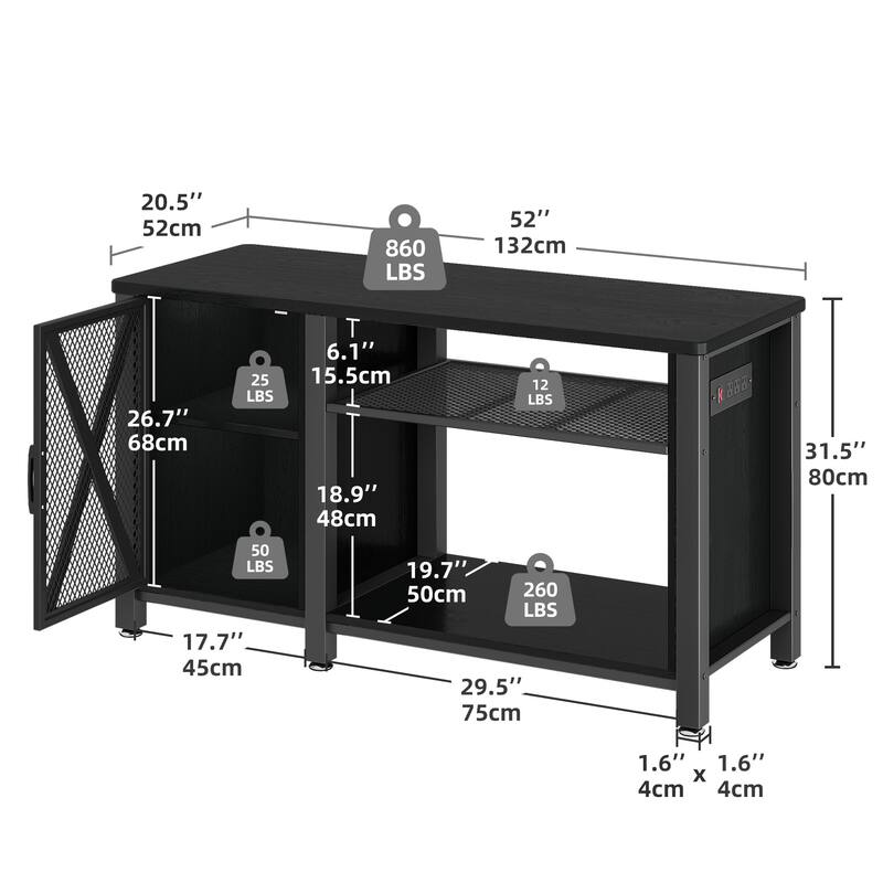 Aquarium Stand Cabinet 40-50/55-75 Gallon Fish Tank Stand with Power Outlets