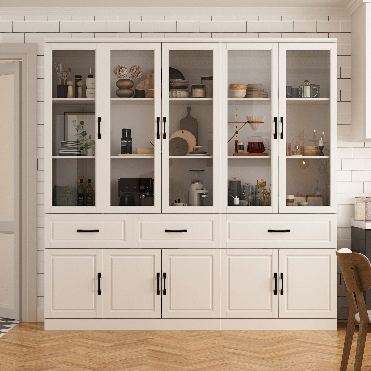 Large cabinet with glass clearance doors
