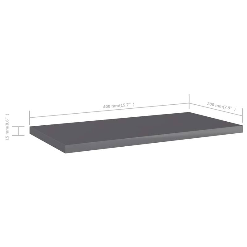 vidaXL Bookshelf Boards 4 pcs High Gloss Gray 15.7"x7.9"x0.6" Chipboard