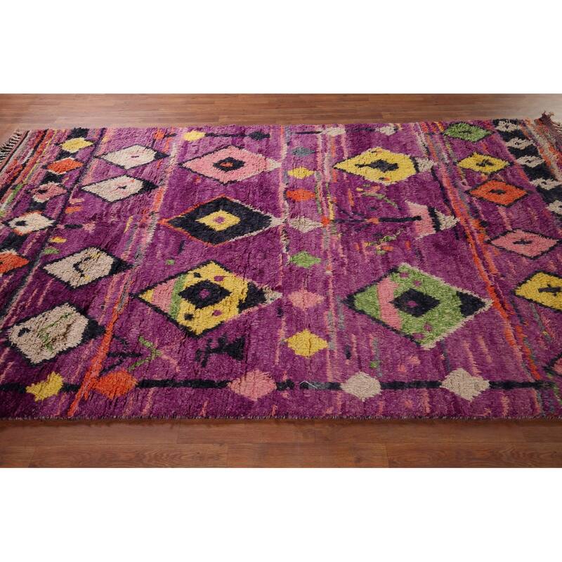 Plush Moroccan Area Rug Handmade Oriental Wool Carpet - 6'2" x 9'10"