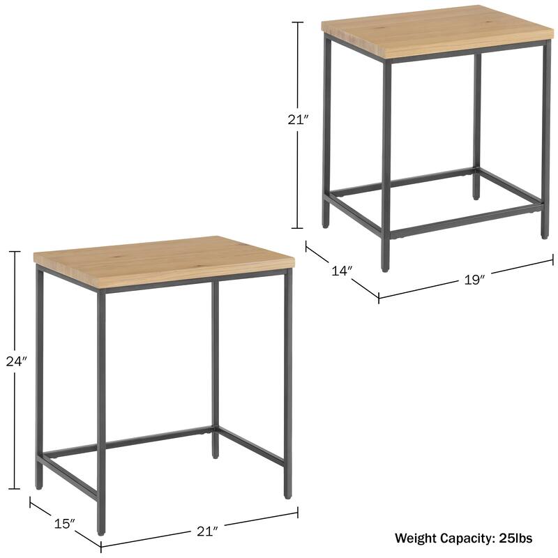 Lavish Home Set of 2 Modern Nesting Tables, Oak