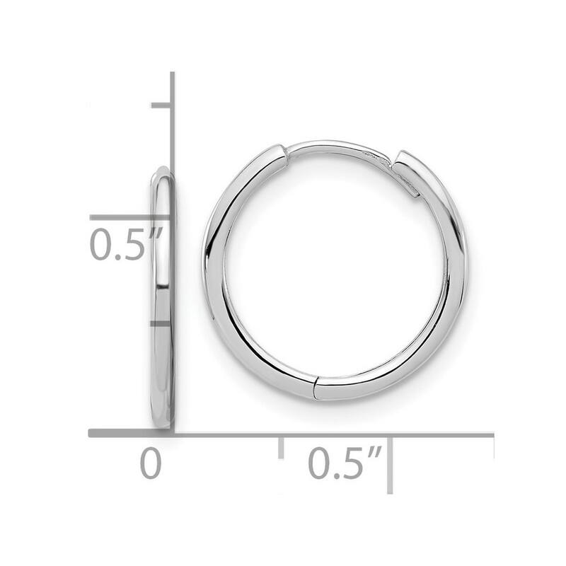Curata 14k White Gold Polished Hinged Hoop Earrings - 15.7x16mm