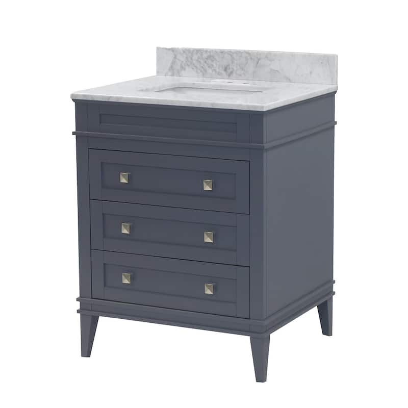 KitchenBathCollection Eleanor 30" Bathroom Vanity with Carrara Marble Top
