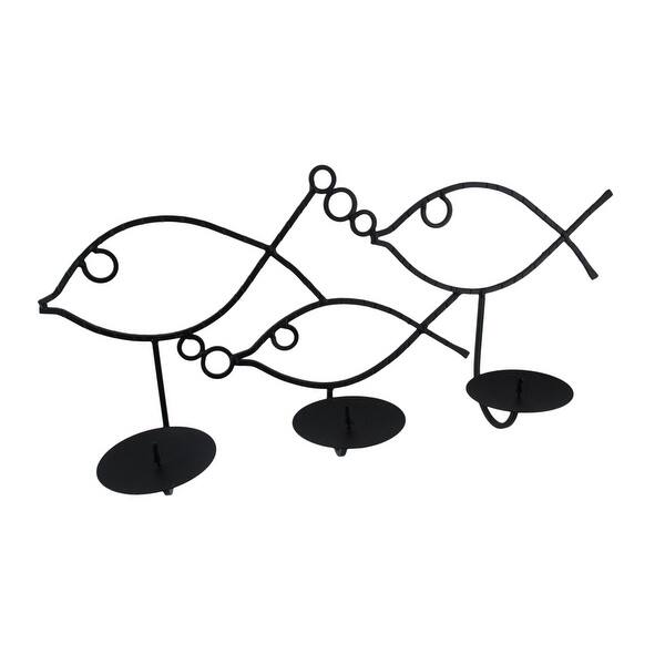 Shop Wrought Iron Wall Mounted Fish 3 Pillar Candle Holder 10 X