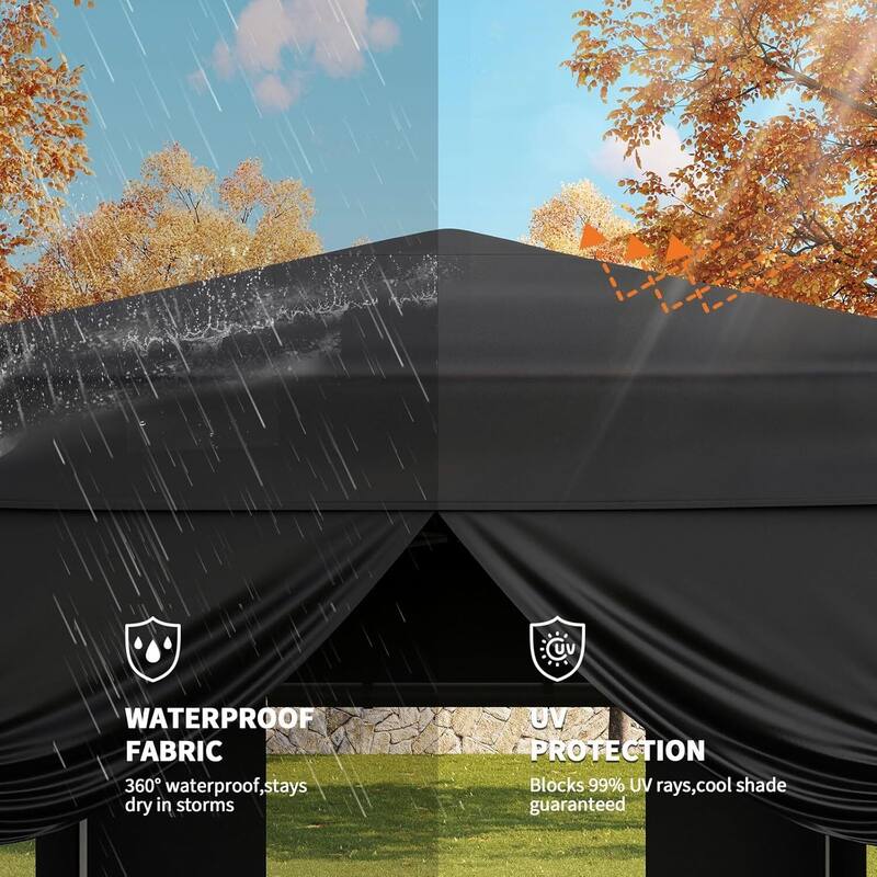 10x10FT Outdoor Pop Up Tent Canopy with 4 Sidewalls SandBag & Carry Bag for Camping, Backyard Parties