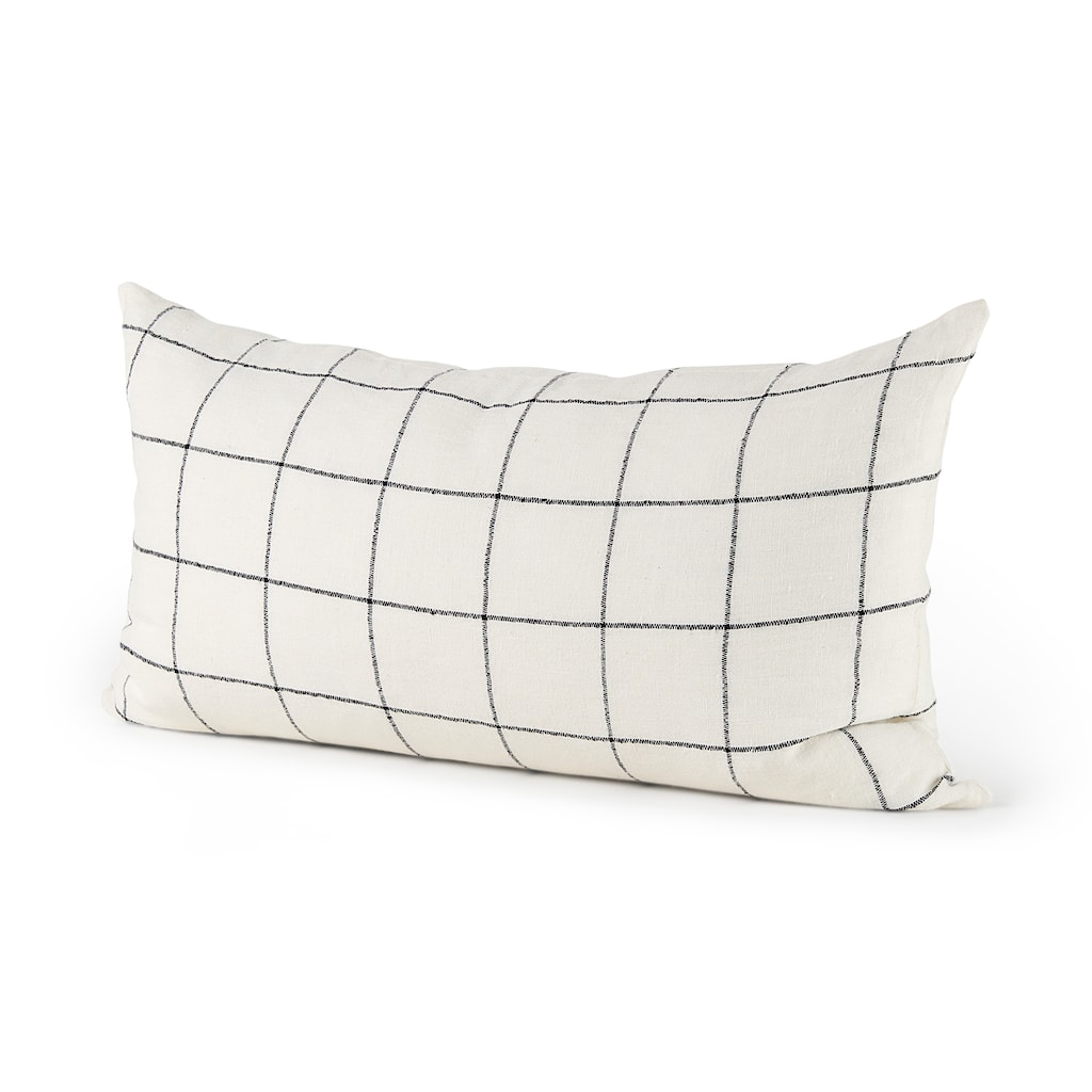 Suzanne White & Black Square Pattern Decorative Pillow Cover