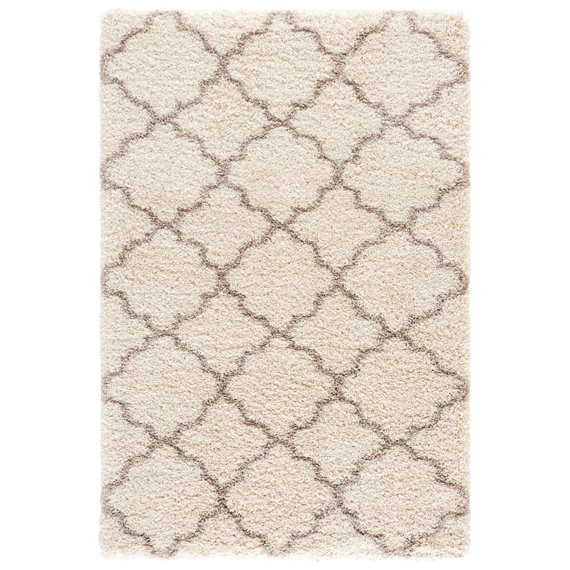 SAFAVIEH Hudson Shag Jeryl Glam Trellis 2-inch Area Rug - 4' x 6' - Ivory/Beige