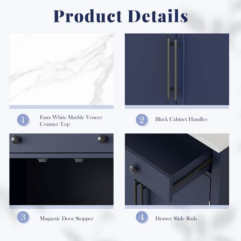 Set of 2 Modern Freestanding Kitchen Pantry, Coffee Bar Cabinet with Drawer, 2 Adjustable Shelves and 2 Door Shelves