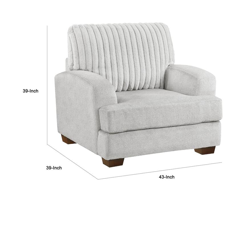 Witz Accent Armchair, Ribbed Texture Light Gray Corduroy Back