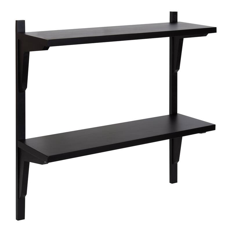Kate and Laurel Meridien Mid-Century Wall Shelves - 24x8x24 - Black