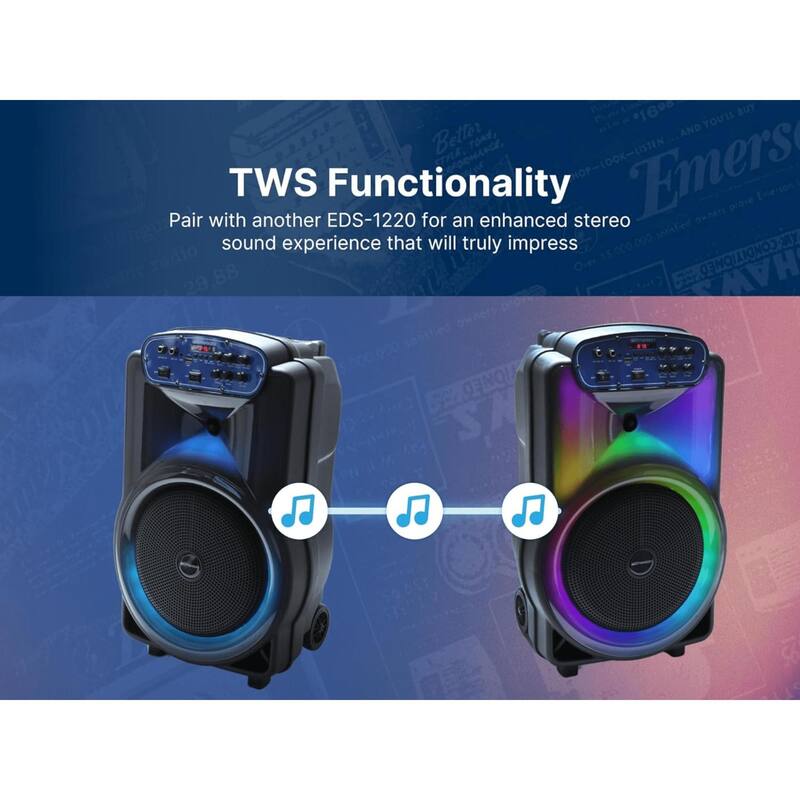 Emerson Portable Bluetooth 12" Party Speaker with Flame Lighting