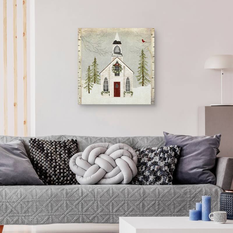 Snow Church by Beth Albert Canvas Art Print