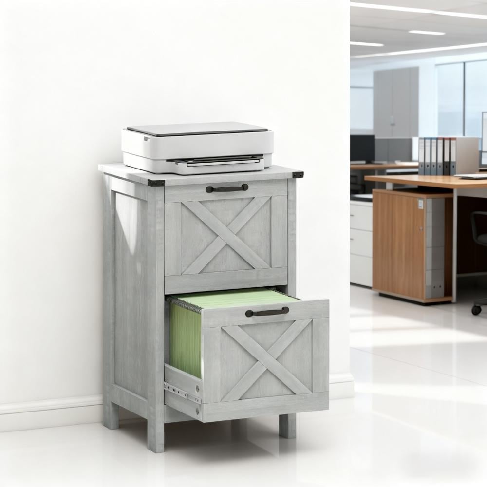 Farmhouse Office Storage Cabinet File Cabinet with 2 Drawers for Living Room