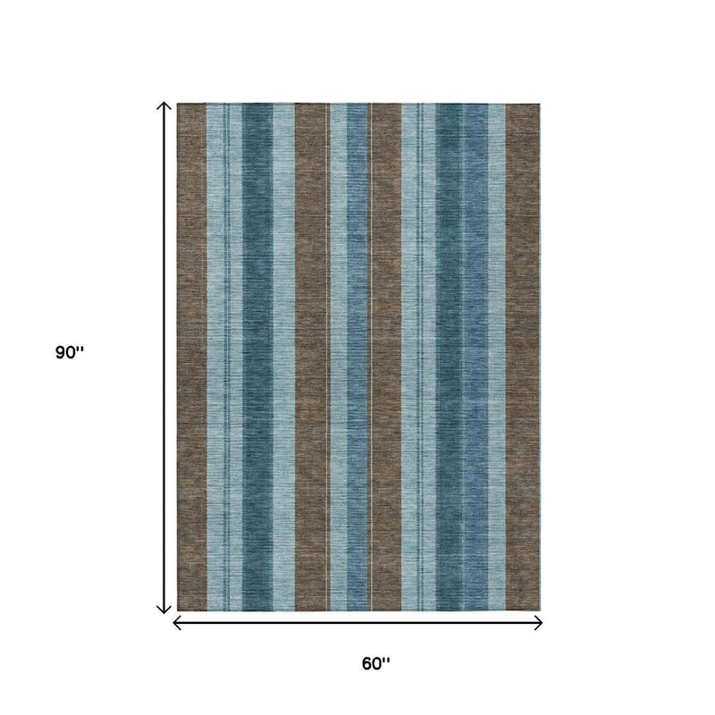 HomeRoots Striped Transitional Rectangle Outdoor Rug