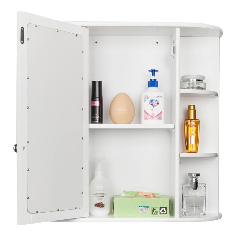 3-tier Shelf Single Door Mirror Bathroom Wall Mounted Cabinet