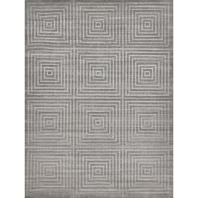 EXQUISITE RUGS Castelli Hand-loomed Bamboo Silk/Wool Grey Area Rug.