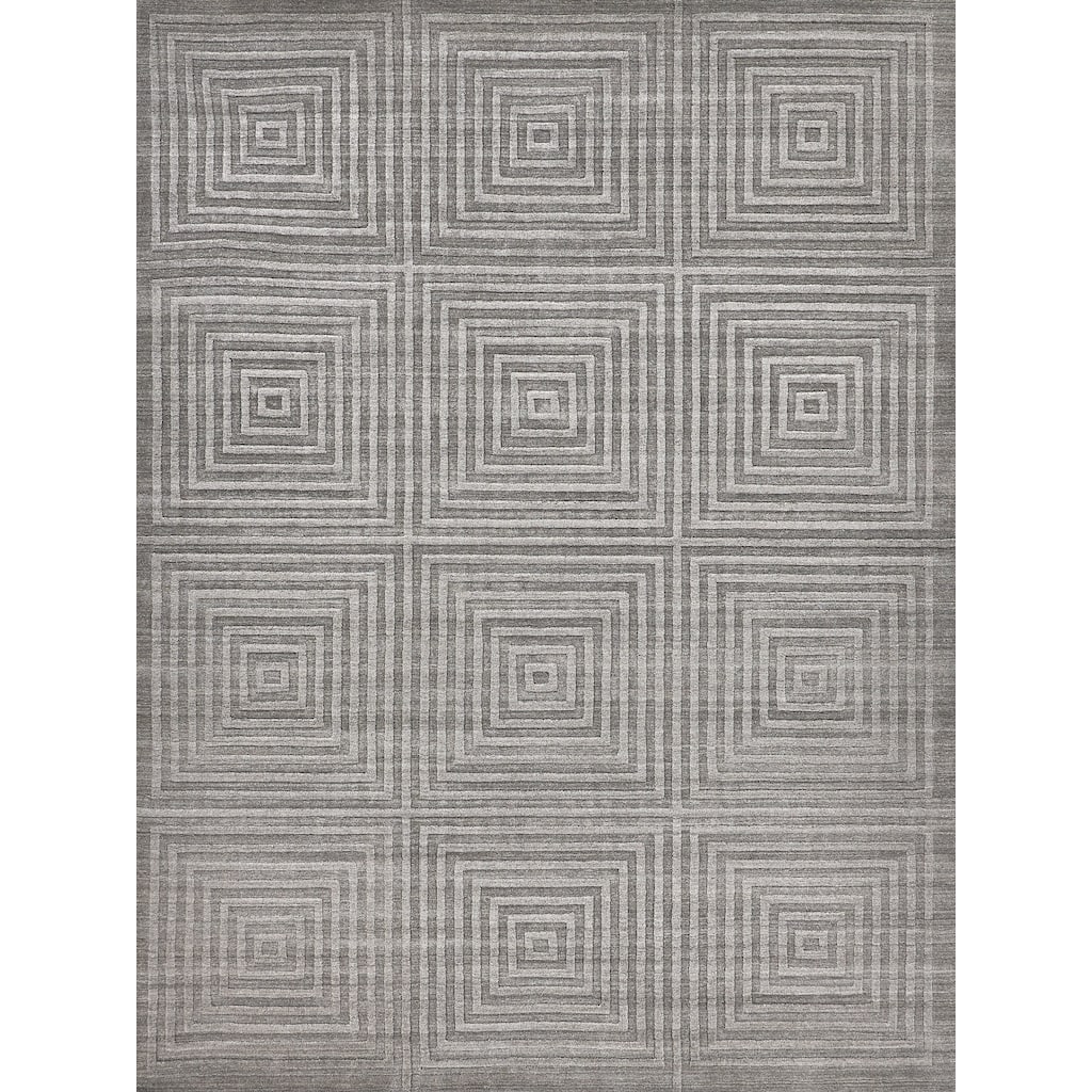 EXQUISITE RUGS Castelli Hand-loomed Bamboo Silk/Wool Grey Area Rug.