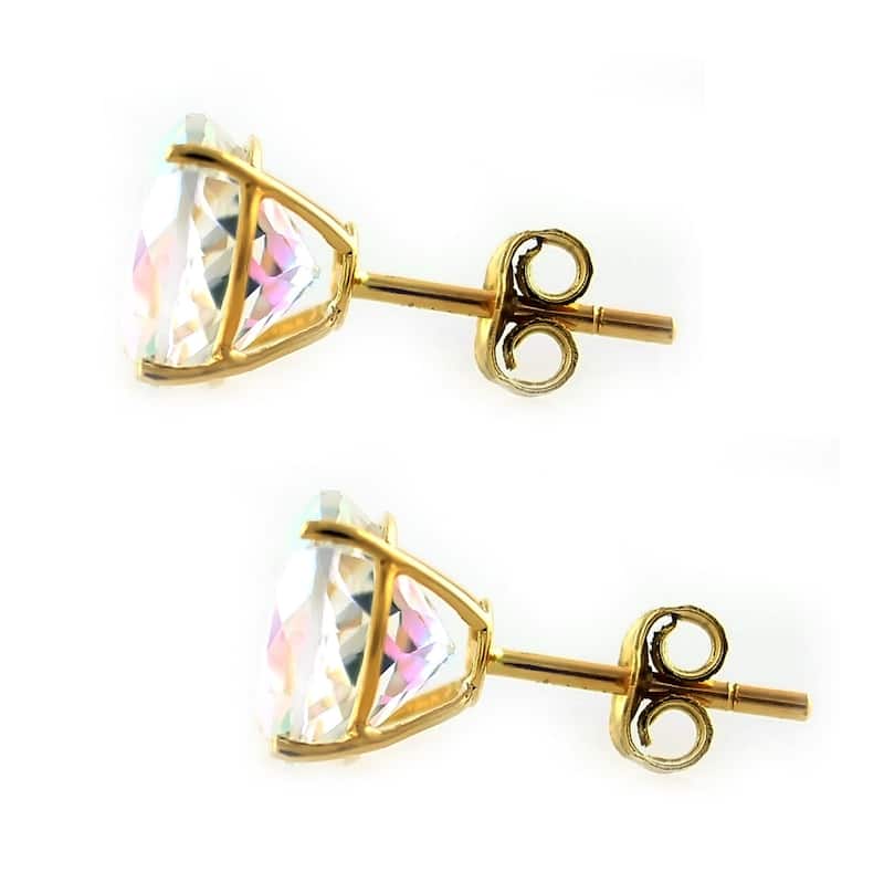 14Kt Yellow Gold Opal Topaz Stud Earrings