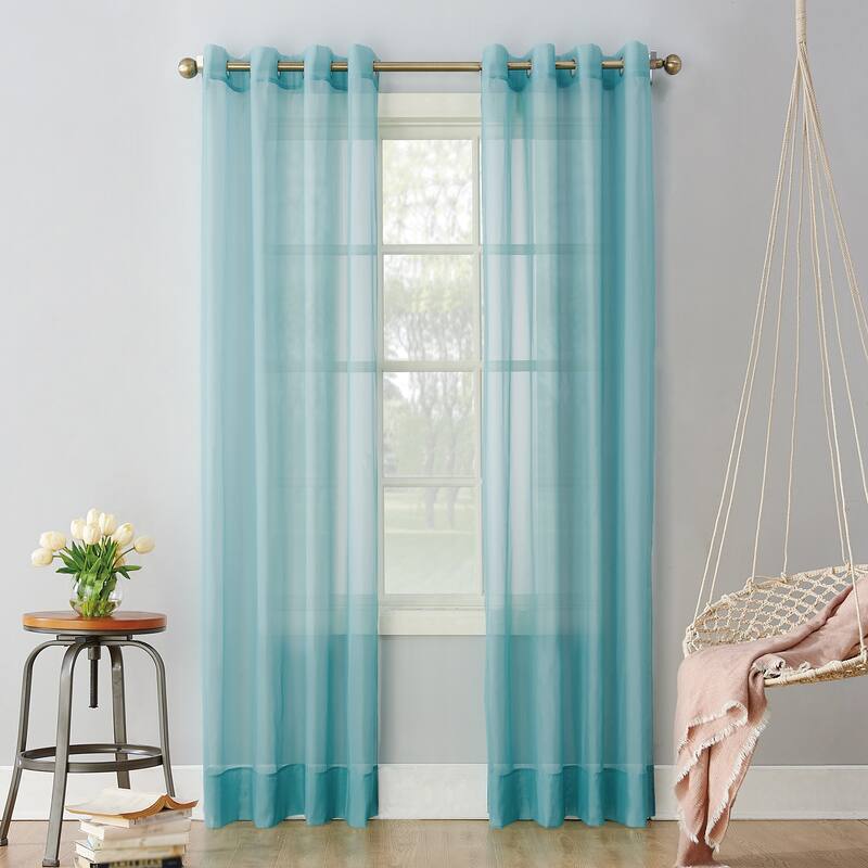 No. 918 Emily Voile Sheer Grommet Curtain Panel- Single Panel - 59x63 - Aegean Blue
