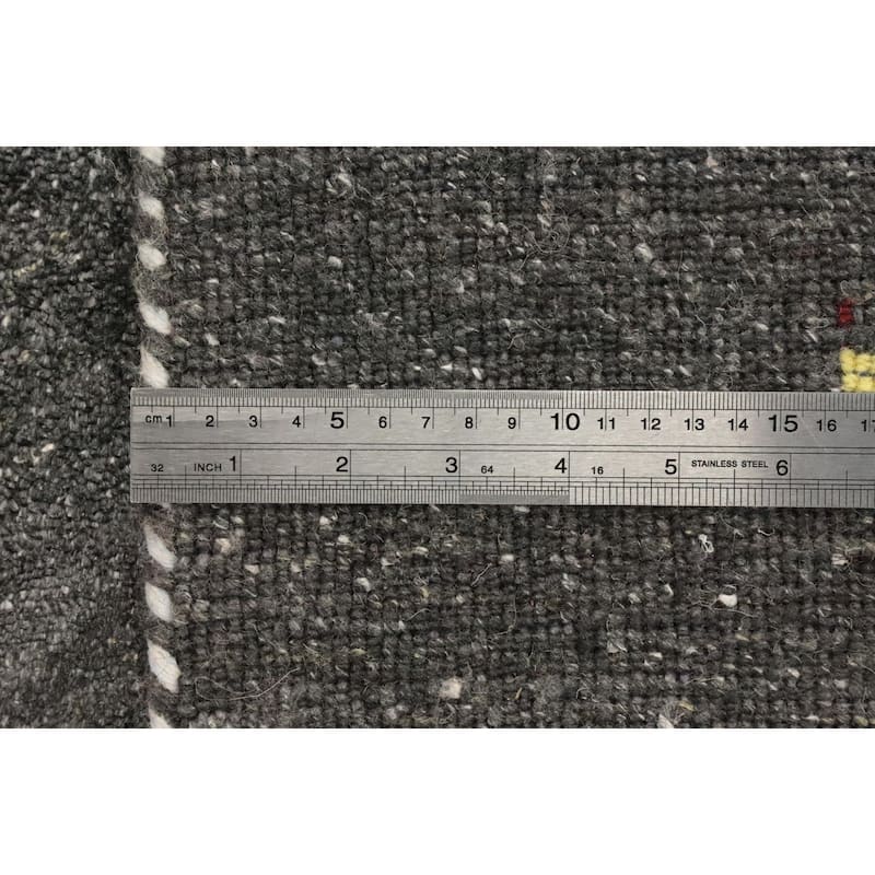 Hand Knotted Oriental 100% Wool Carpet Tribal Animal Pictorial Greys & Charcoal Gabbeh Area Rug - 8' 0'' X 5' 6''