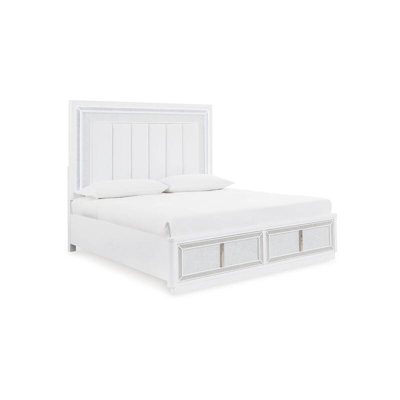 Signature Design by Ashley Chalanna White California King Upholstered Platform Storage Bed