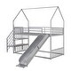 preview thumbnail 9 of 24, House-Design Twin over Twin Metal Bunk Bed with Slide and Staircase,Modern Style