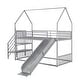 preview thumbnail 9 of 24, Twin over Twin Metal Bunk Bed House Bed with Slide and Staircase