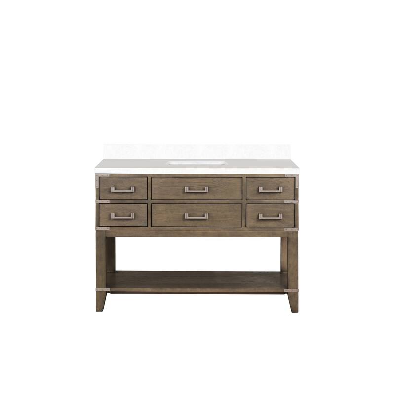 Norwalk 48 in W x 22 in D Black Oak Single Bath Vanity and White Quartz Top