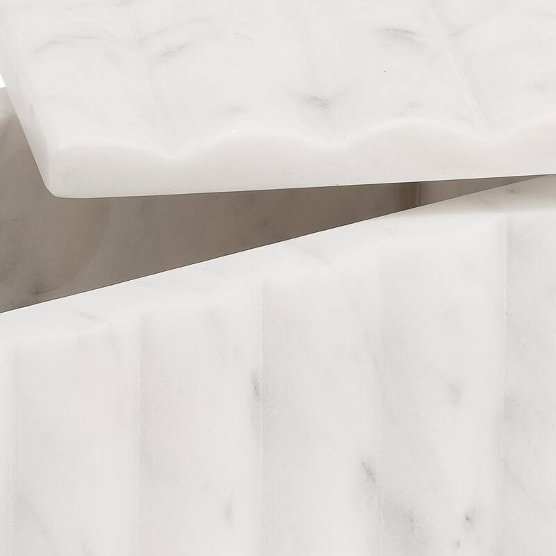 White Marble Decorative Storage Box - 7" Modern Luxury Organizer - 7" x 4" x 3"
