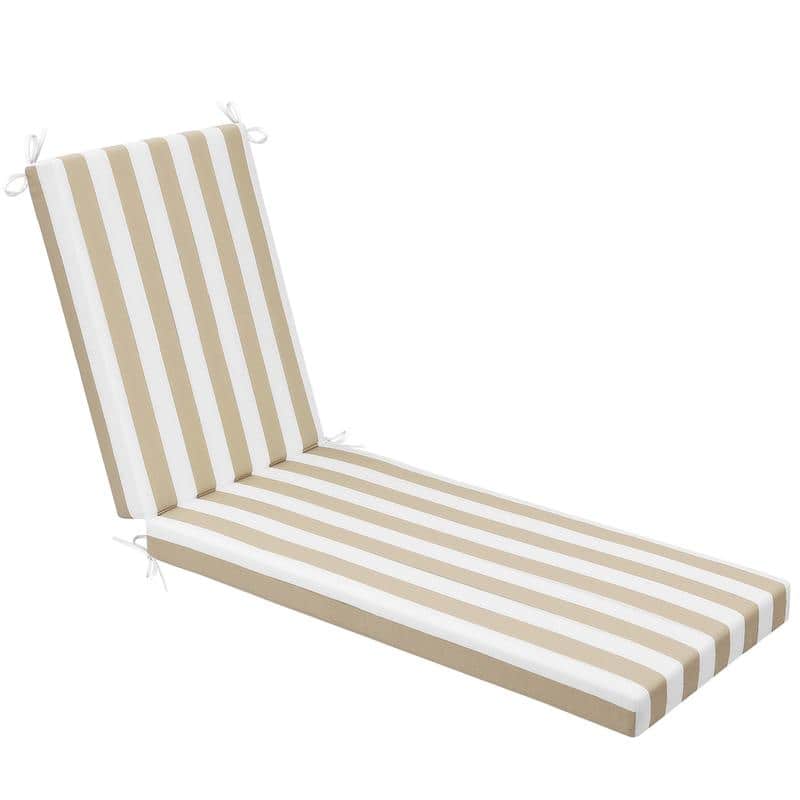 WINSOON Chaise Lounge Cushions Outdoor 80 x 26 x 3 Inch - Grayish Brown Cabana Stripe